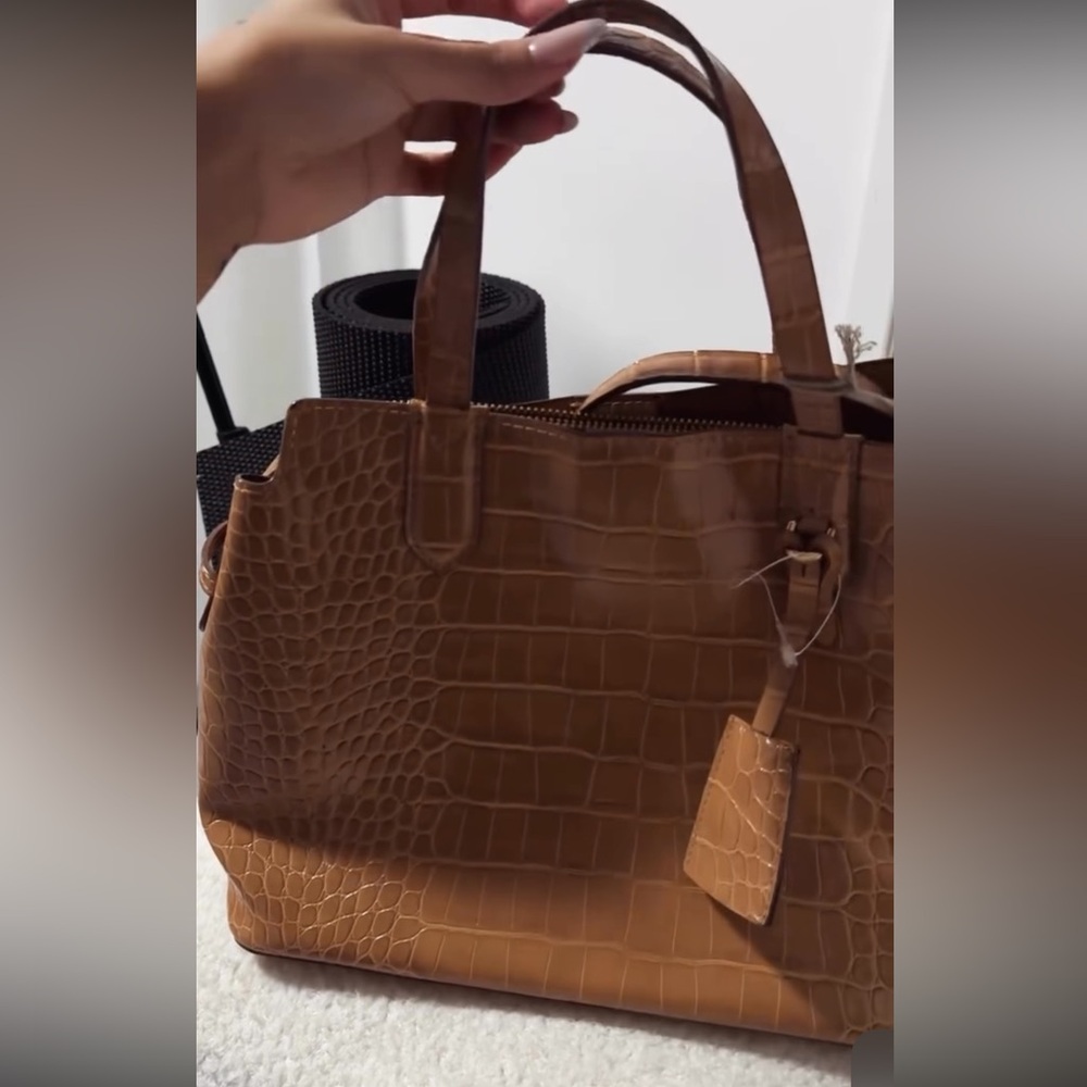 Marshalls Tan Crocodile-Patterned Tote